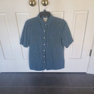 LL Bean Men's Small Plaid Blue/Green Short sleeve Shirt